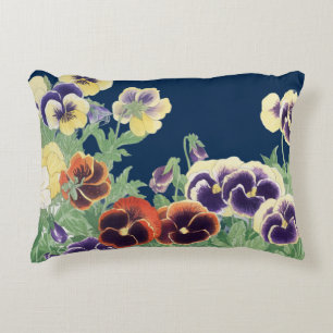Coussins Décoratifs Fleur de Pensée Japonaise Vintage Ukiyo-e Botaniqu