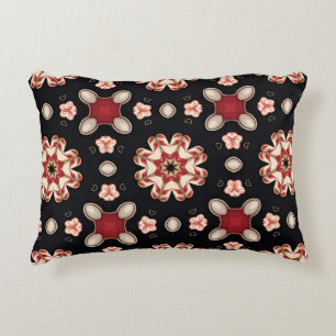 Coussins Décoratifs Fleur géométrique rouge et beige