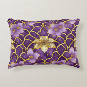 Coussins Décoratifs Fleur Japonaise Violet Or