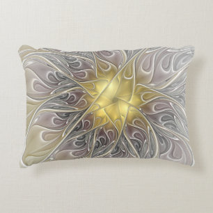 Coussins Décoratifs Fleurir Avec Or Moderne Fleur Abstraite Fractale