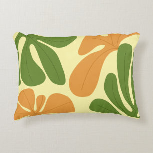 Coussins Décoratifs Fleurs Abstraites Modernes Vertes et Orange