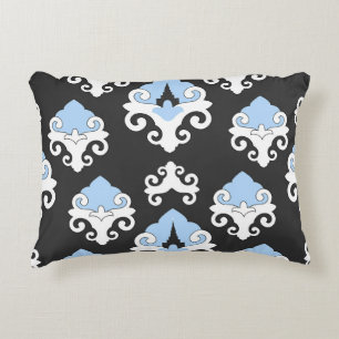 Coussins Décoratifs Fleurs bleues Arrière - plan gris Motif