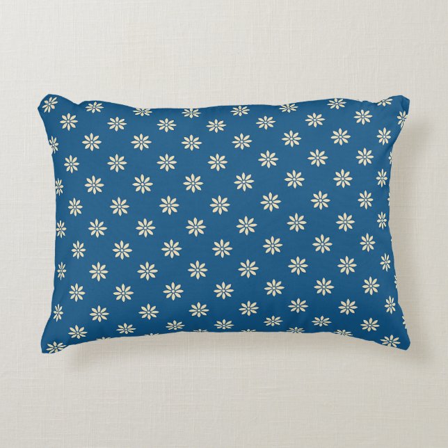 Coussins Décoratifs Fleurs bleues et blanches  (Devant)