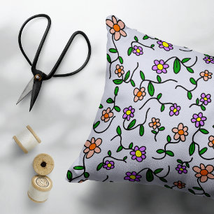 Coussins Décoratifs Fleurs colorées, Motif Floral, Verdure, Boho