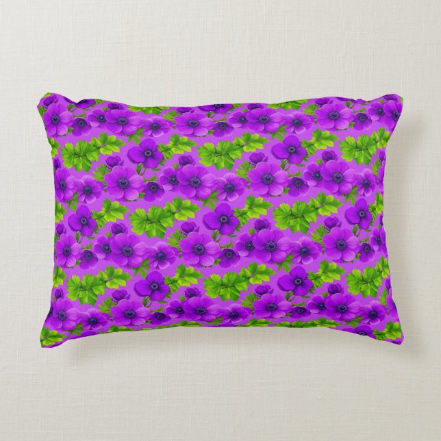 Coussins Décoratifs Fleurs d'anémone violet vibrant (Devant)