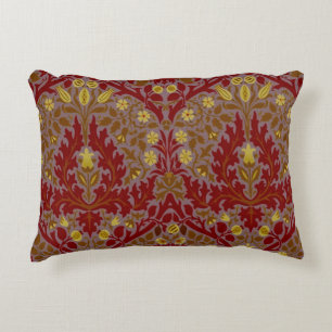 Coussins Décoratifs Fleurs d'Automne Vintage Rouge Or William Morris