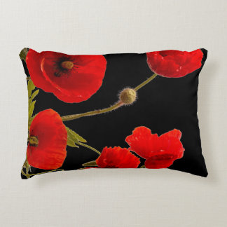 Coussins Décoratifs Fleurs de pavot Coloré Rouge Floral Abstrait Noir