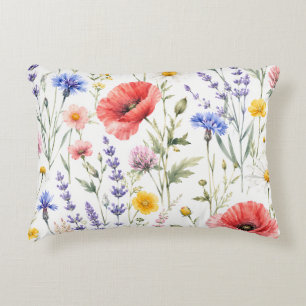 Coussins Décoratifs Fleurs de Prairie Fleurie Aquarelle