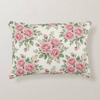 Coussins Décoratifs Fleurs de roses aquarelle rose vintage sans coutur