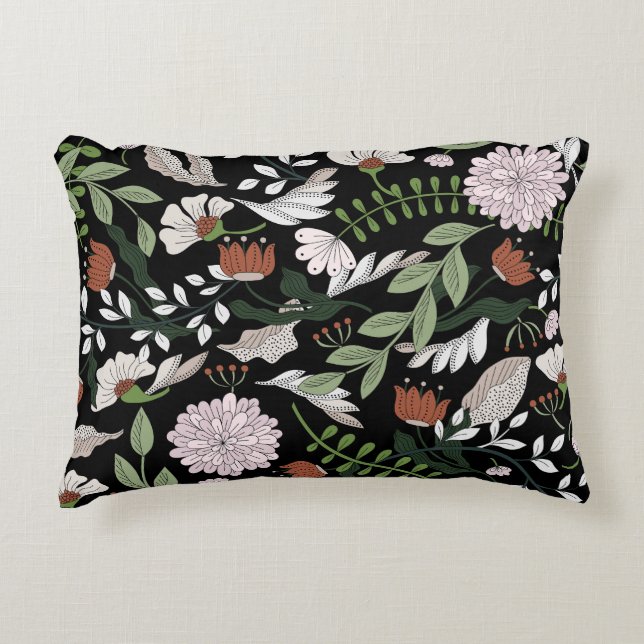 Coussins Décoratifs Fleurs d'Engraving Antique Peint à la main (Devant)