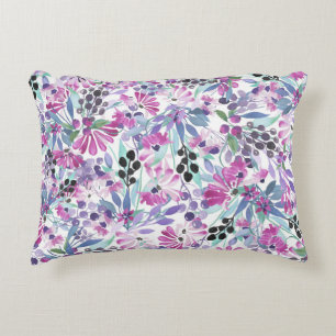 Coussins Décoratifs Fleurs et baies pourpres : Aquarelle