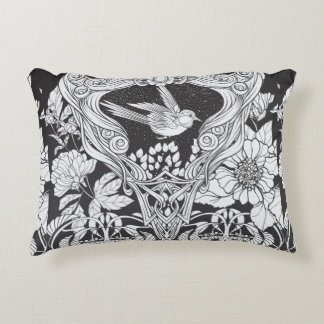 Coussins Décoratifs Fleurs et oiseau dans un style Art nouveau sans co