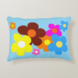 Coussins Décoratifs Fleurs heureuses ciel bleu clair
