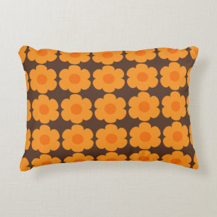 Coussins Décoratifs Fleurs les années 70 rétro motif Floral Orange et
