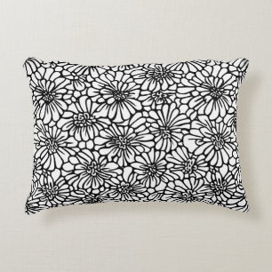 Coussins Décoratifs Fleurs Noir Blanc