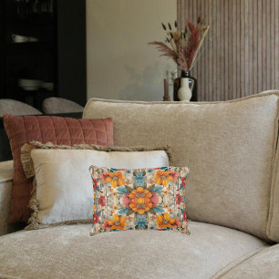 Coussins Décoratifs Fleurs rustiques colorées lombaires