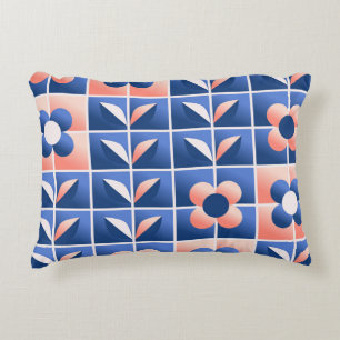 Coussins Décoratifs Fleurs stylisées rétro : motif en mosaïque.