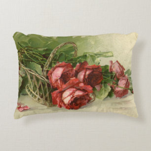 Coussins Décoratifs Fleurs victoriennes vintage, roses rouges