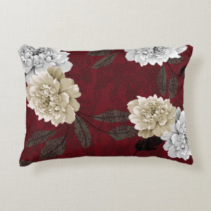 Coussins Décoratifs Fleurs vintages grises et crème avec bouquets feui