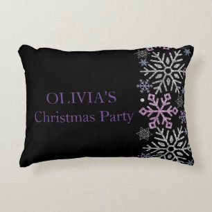 Coussins Décoratifs Flocon de neige Noël violet argent