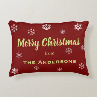 Coussins Décoratifs Flocon de neige rustique Noël personnalisé rouge