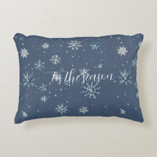 Coussins Décoratifs Flocons de neige bleus argentés de Noël