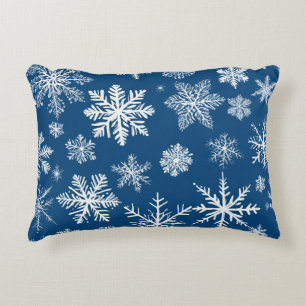 Coussins Décoratifs Flocons de neige bleus d'hiver