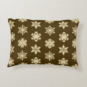 Coussins Décoratifs Flocons de neige d'Ikat - beiges et brun chocolat