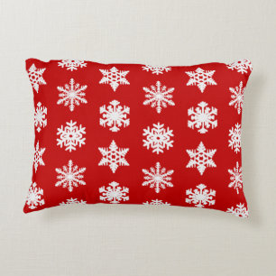 Coussins Décoratifs Flocons de neige Ikat - Rouge foncé et blanc