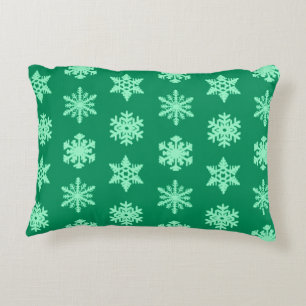 Coussins Décoratifs Flocons de neige Ikat - Vert pin et menthe