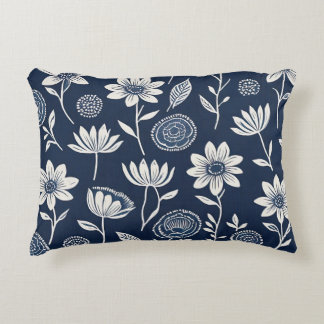 Coussins Décoratifs floraison de saumons blancs et bleus - style impri