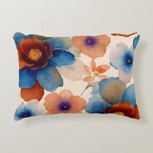 Coussins Décoratifs Floral bleu, rouge et orange