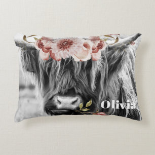 Coussins Décoratifs Floral de vache de Highland   Western Cowgirl Nom