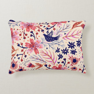 Coussins Décoratifs Floral, oiseaux, motif vintage sans soudure.
