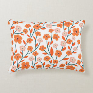 Coussins Décoratifs Floral Orange Pastel Blanc sans couture