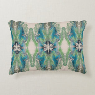 Coussins Décoratifs Fluide Artistique Abstrait en Aqua et Vert