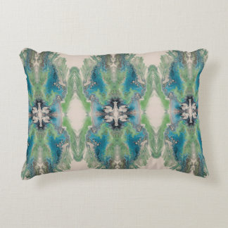 Coussins Décoratifs Fluide Artistique Abstrait en Aqua et Vert