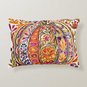 Coussins Décoratifs Folk Art Citrouille Jeu Oreiller Fleurs d'automne