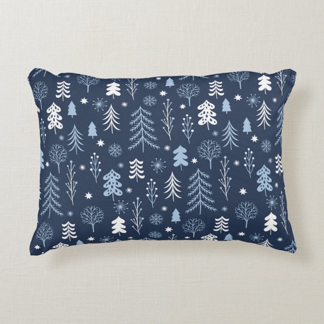 Coussins Décoratifs Forêt bleue de Noël (Devant)