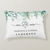 Coussins Décoratifs Forêt de verdure d'eucalyptus fougères noms mr mrs (Devant)