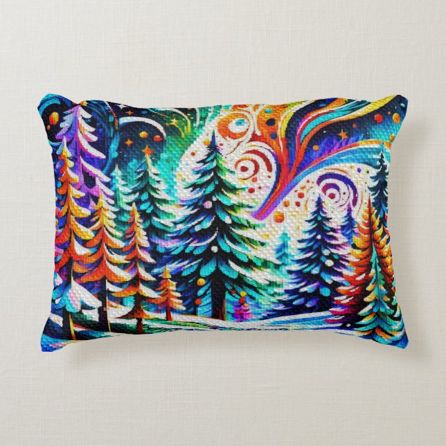 Coussins Décoratifs Forêt d'hiver cosmique (Devant)