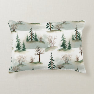 Coussins Décoratifs Forêt d'hiver : Flou vert à main
