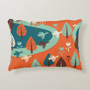 Coussins Décoratifs Forêt d'oies : Scène Vintage de la nature