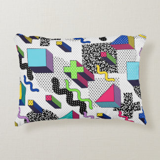 Coussins Décoratifs Formes géométriques multicolores, motif rétro.