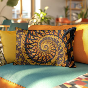 Coussins Décoratifs Fractale en spirale abstraite noire et or