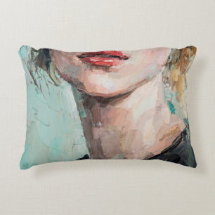 Coussins Décoratifs Fragment de peinture artistique. Portrait d'une fi