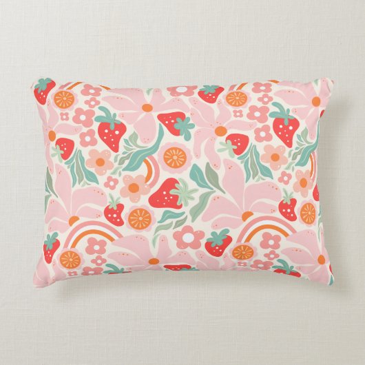 Coussins Décoratifs Fraise rétro pastel (Devant)