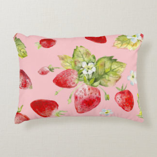 Coussins Décoratifs Fraises d'aquarelle, motif transparent et fruité.