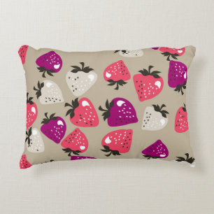 Coussins Décoratifs Fraises naïves : Arrière - plan beige sans couture