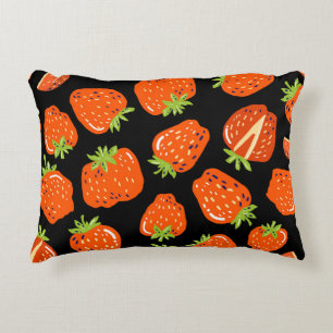 Coussins Décoratifs Fraises Noir : Texture Vintage sans fil